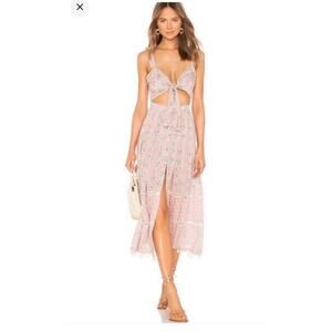 Aqua Bendita Karen floral midi pink tassel two way dress size small.